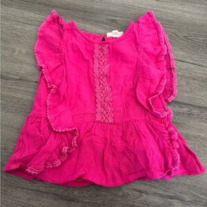 Tucker + Tate Pink Ruffled Blouse with Lace Details